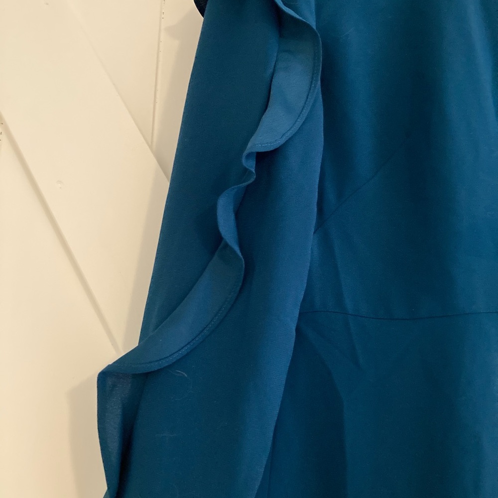 LOFT RUFFLE SLEEVE DRESS TEAL - Picture 4 of 4